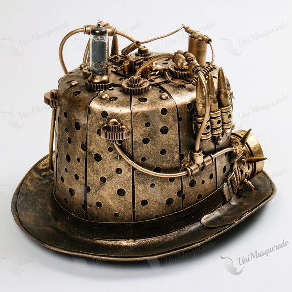 Steampunk Metalic Top Hat Halloween Costume - Picture 4 of 7